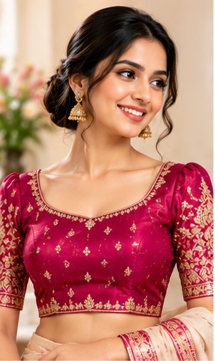 Maroon Sleeveless Cotton Blouse