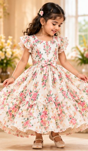 Ivory Girls Anarkali Set