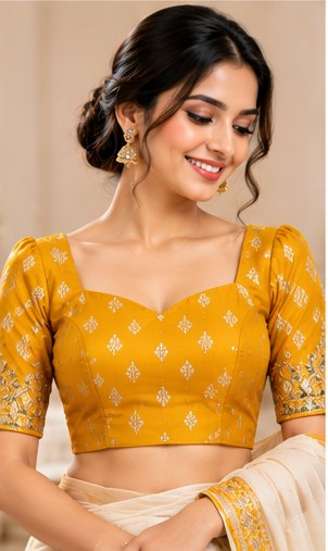Mustard Yellow Elbow Sleeve Blouse