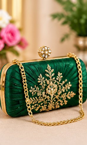 Emerald Green Festive Clutch Bag