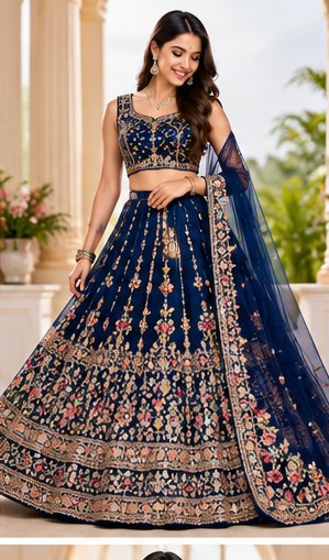 Royal Blue Wedding Guest Lehenga