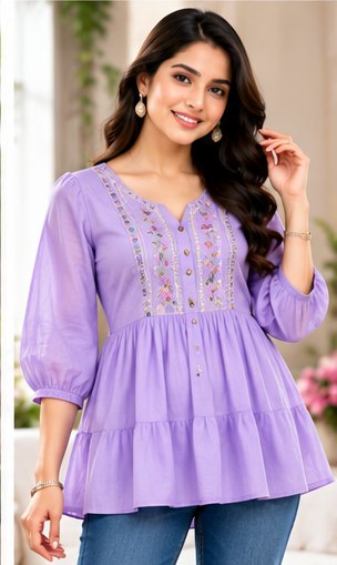 Lavender Floral Tunic Top