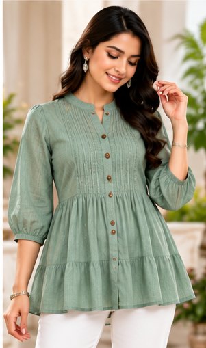 Teal Ribbed Casual Top