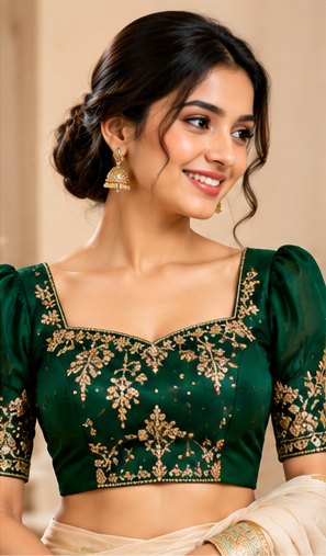 Emerald Green Princess Cut Blouse