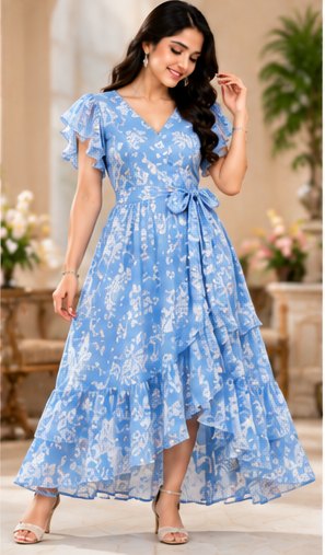 Teal A-Line Casual Dress