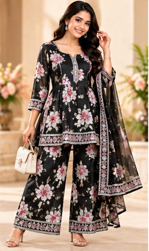 Maroon Printed Shirt Pant Set