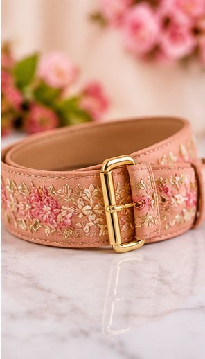 Peach Embroidered Belt