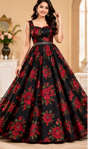 Maroon Pastel A-Line Gown